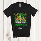 MacnyStore - Personalized Custom Name Football With My Gnomies; Joyful St. Patrick's Day Three Gnomes Player T-Shirt
