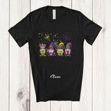 MacnyStore - Personalized Custom Name Four Mardi Gras Gnomes Drinking Beer; Lovely Parades Gnomes Drunker T-Shirt