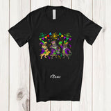 MacnyStore - Personalized Custom Name Three Pit Bull Parades; Joyful Mardi Gras Beads Animals Carnival T-Shirt
