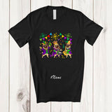 MacnyStore - Personalized Custom Name Three Pug Parades; Joyful Mardi Gras Beads Animals Carnival T-Shirt