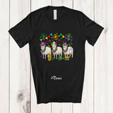 MacnyStore - Personalized Custom Name Three Sheep Parades; Joyful Mardi Gras Beads Farmer Animal; Carnival T-Shirt
