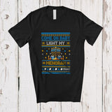 MacnyStore - Personalized Custom Name Light The Menorah; Humorous Hanukkah Lights Sweater Festival; Family T-Shirt