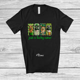 MacnyStore - Personalized Custom Name Just A Lucky Cow; Lovely St. Patrick's Day Shamrock Cow; Farm Animal Farmer T-Shirt
