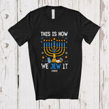 MacnyStore - Personalized Custom Name This Is How We Jew It; Joyful Hanukkah Lights Dreidel; Friends Family T-Shirt