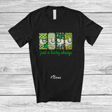 MacnyStore - Personalized Custom Name Just A Lucky Sheep; Lovely St. Patrick's Day Shamrock Sheep; Farm Animal Farmer T-Shirt