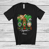 MacnyStore - Personalized Custom Name Shenanigans Squad; Lovely St. Patrick's Day Three Leopard Gnomes Drinking Whiskey Drunker T-Shirt