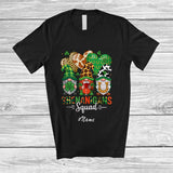 MacnyStore - Personalized Custom Name Shenanigans Squad; Lovely St. Patrick's Day Three Leopard Gnomes Drinking Wine Drunker T-Shirt