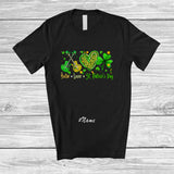MacnyStore - Personalized Custom Name Guitar Lover St. Patrick's Day; Lovely Irish Shamrock Leopard Heart; Guitarist Group T-Shirt
