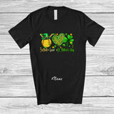 MacnyStore - Personalized Custom Name Softball Lover St. Patrick's Day; Lovely Shamrock Leopard Heart; Player T-Shirt