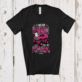 MacnyStore - Personalized Custom Name Wear Pink For Nana; Lovely Halloween Breast Cancer Plaid Monster Truck T-Shirt