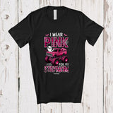 MacnyStore - Personalized Custom Name Wear Pink For Stepmom Lovely Halloween Breast Cancer Plaid Monster Truck T-Shirt