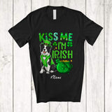 MacnyStore - Personalized Custom Name Kiss Me I'm Irish; Fantastic St. Patrick's Day Border Collie Lucky Shamrock T-Shirt