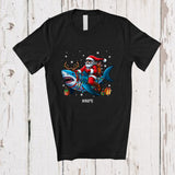 MacnyStore - Personalized Custom Name Santa Riding Reindeer Shark; Amusing Christmas Lights Sea Animal T-Shirt