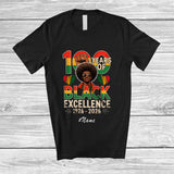MacnyStore - Personalized Custom Name 100 Years Of Black Excellence; Proud Black History Anniversary Man Afro T-Shirt