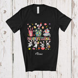 MacnyStore - Personalized Custom Name Paraprofessional; Lovely Easter Eggs Hunting Bunny; Women Girls Jobs T-Shirt
