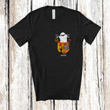 MacnyStore - Personalized Custom Name Boo In Pocket; Scary Halloween Boo Ghost Pumpkin; Family T-Shirt