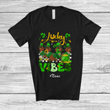 MacnyStore - Personalized Custom Name Lucky Vibes; Humorous St. Patrick's Day Four Dachshund; Irish Shamrock T-Shirt