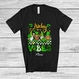 MacnyStore - Personalized Custom Name Lucky Vibes; Humorous St. Patrick's Day Four Gnomes Squad; Shamrock T-Shirt