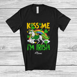 MacnyStore - Personalized Custom Name Kiss Me I'm Irish; Lovely St. Patrick's Day Unicorn Rainbow Shamrock T-Shirt