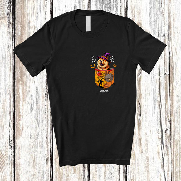 MacnyStore - Personalized Custom Name Chow Chow Witch In Pocket; Scary Halloween Pumpkin; Family T-Shirt