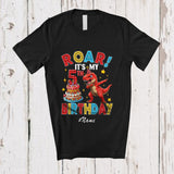 MacnyStore - Personalized Custom Name Roar It's My 5th Birthday; Amusing Dabbing T-Rex; Men Boys Family T-Shirt