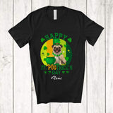 MacnyStore - Personalized Custom Name Retro Happy St. Pugtrick's Day; Amazing St. Patrick's Day Pug Shamrock T-Shirt
