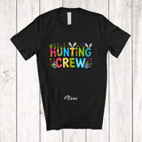 MacnyStore - Personalized Custom Name Hunting Crew; Colorful Easter Day Bunny Eggs Hunting Lover Family Group T-Shirt