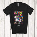 MacnyStore - Personalized Custom Name It's My Birthday; Joyful Birthday Party Unicorn Lover Family Group T-Shirt