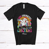 MacnyStore - Personalized Custom Name I Love Chemistry And Chickens; Joyful Dabbing Rainbow; Teacher Students T-Shirt
