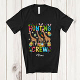 MacnyStore - Personalized Custom Name Hunting Crew; Amusing Easter Three Bunnies Giraffe Wild Animal Group T-Shirt