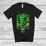 MacnyStore - Personalized Custom Name Lucky Girl Born On St. Patrick's Day; Joyful Birthday Shamrock Girls Family T-Shirt