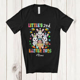 MacnyStore - Personalized Custom Name Little's 2nd Easter 2026; Lovely Birthday Three Bunnies Egg Hunting T-Shirt