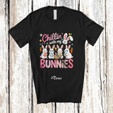 MacnyStore - Personalized Custom Name Chillin' With My Bunnies; Adorable Easter Four Bunnies Eggs Hunting T-Shirt