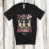 MacnyStore - Personalized Custom Name Chillin' With My Bunnies; Adorable Easter Eggs Three Bunny Goat Farmer T-Shirt