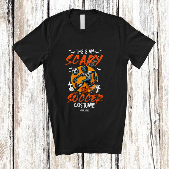 MacnyStore - Personalized Custom Name My Scary Soccer Costume; Creepy Halloween Zombie Playing Sport Player T-Shirt