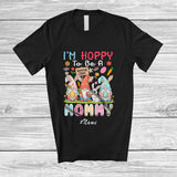 MacnyStore - Personalized Custom Name Hoppy To Be A Mommy; Happy Easter Three Bunnies Gnomes Family T-Shirt