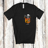 MacnyStore - Personalized Custom Name Skeleton In Pocket; Scary Halloween Skeleton Pumpkin; Family T-Shirt