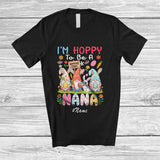 MacnyStore - Personalized Custom Name Hoppy To Be A Nana; Happy Easter Three Bunnies Gnomes Family T-Shirt