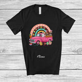 MacnyStore - Personalized Custom Name Bunny Bearded Dragons Couple On Truck; Lovely Easter Animal Rainbow T-Shirt