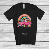 MacnyStore - Personalized Custom Name Bunny Opossums Couple On Truck; Lovely Easter Wild Animal Rainbow T-Shirt