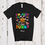 MacnyStore - Personalized Custom Name I'm Just Here For The Bunny; Awesome Easter Eggs Bunny Hamburger Food T-Shirt