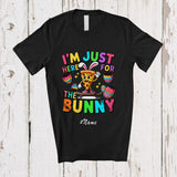 MacnyStore - Personalized Custom Name I'm Just Here For The Bunny; Awesome Easter Eggs Bunny Pizza Food T-Shirt