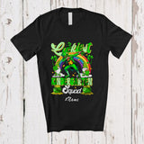 MacnyStore - Personalized Custom Name Luckiest Kindergarten; Joyful St. Patrick's Day Rainbow Dabbing Teacher T-Shirt