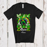 MacnyStore - Personalized Custom Name Luckiest 4th Grade; Joyful St. Patrick's Day Rainbow Dabbing Teacher T-Shirt