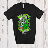 MacnyStore - Personalized Custom Name Happy 420 Easter; Humorous Bunny With Eggs Basket; Smoking Smoker T-Shirt