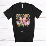 MacnyStore - Personalized Custom Name Second Grade; Adorable Easter Bow Tie Eggs Hunting; Students Teacher T-Shirt