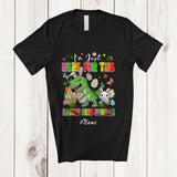 MacnyStore - Personalized Custom Name Just Here For The Easter Eggs Hunting; Lovely T-Rex Bunny Dinosaur T-Shirt