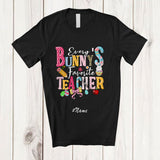 MacnyStore - Personalized Custom Name Every Bunny's Favorite Teacher; Lovely Easter Leopard Bunnies Eggs T-Shirt