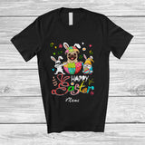 MacnyStore - Personalized Custom Name Happy Easter; Joyful Dabbing Bunny Pug Owner Lover; Easter Eggs Gnome T-Shirt