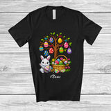 MacnyStore - Personalized Custom Name Bunny With Easter Eggs Tree; Lovely Eggs Hunting Flowers Family Group T-Shirt